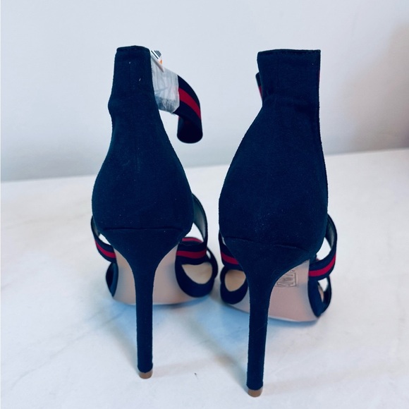 Bella Marie Red and Blue Striped Heels - Picture 3 of 8